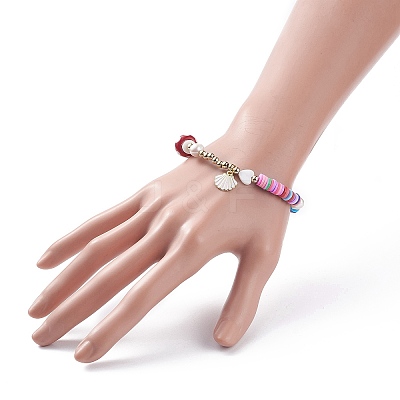Alloy Enamel Shell Charm Bracelet BJEW-TA00086-1