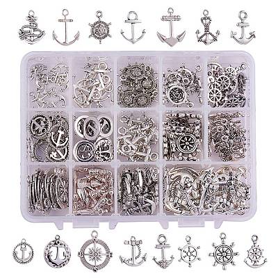 Tibetan Silver Anchor & Helm Pendants TIBEP-PH0004-15AS-1