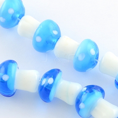 Mushroom Handmade Lampwork Beads Strands X-LAMP-R116-17-1