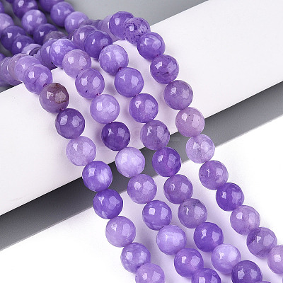 Dyed Natural White Jade Beads Strands G-T139-8mm-60-10-1
