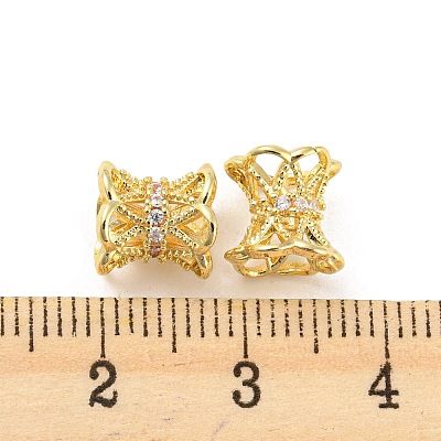 Brass Micro Pave Cubic Zirconia Spacer Beads KK-H452-21G-1