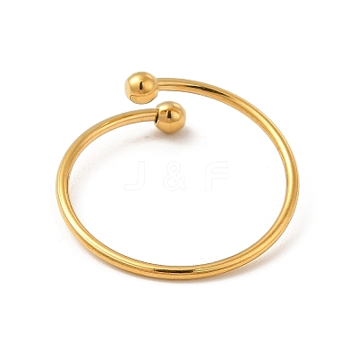 Ion Plating(IP) 304 Stainless Steel Wire Wrapped Open Cuff Ring for Women RJEW-E066-12G-1