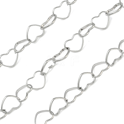 304 Stainless Steel Heart Link Chains CHS-P024-08P-1