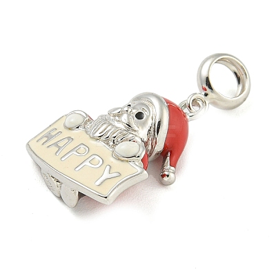 Anti-Tarnish Rhodium Plated 925 Sterling Silver Enamel Christmas European Dangle Charms STER-Z010-02P-02A-1