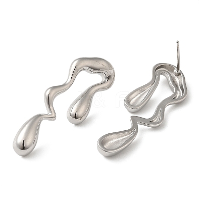 Rack Plating Brass Melting Teardro Dangle Stud Earrings for Women EJEW-Z019-01P-1