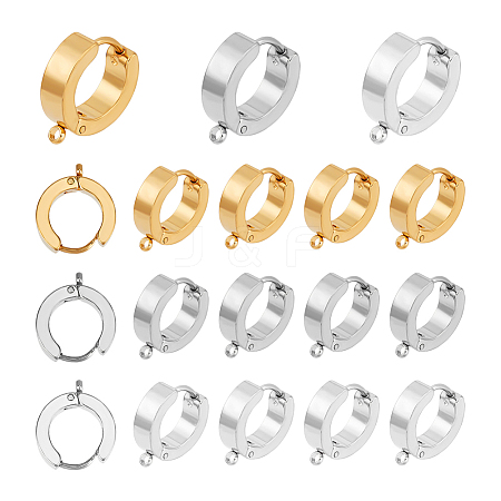 Unicraftale 18Pcs 3 Colors 201 Stainless Steel Huggie Hoop Earrings Findings STAS-UN0056-83-1