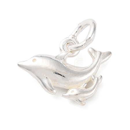 925 Sterling Silver Double Dolphin Charms STER-G045-12S-1