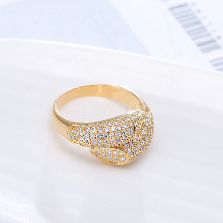 Brass Micro Pave Clear Cubic Zirconia Cuff Rings FS-WG5F4B0-09-1