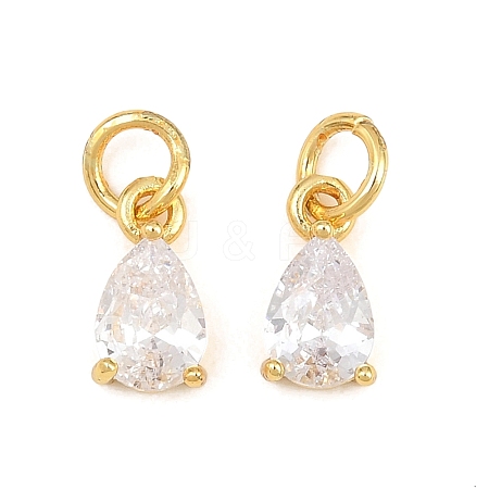 Brass Pave Cubic Zirconia Charms KK-K340-51G-09-1