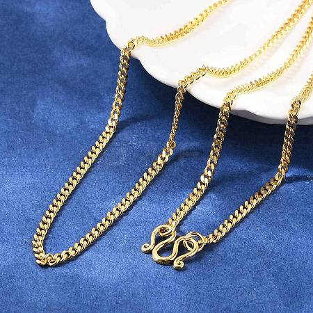 Brass Curb Chain Necklaces KK-F891-20G-1