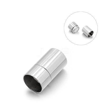 304 Stainless Steel Column Magnetic Clasps with Glue-in Ends X-STAS-E089-12F-1