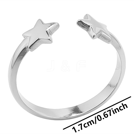 Minimalist Star 304 Stainless Steel Cuff Rings TA5890-1-1