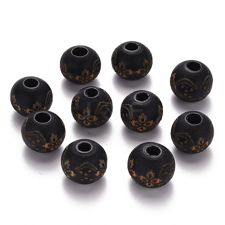 Painted Natural Wood Beads X-WOOD-N006-03A-10-1