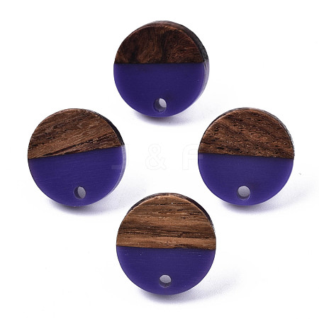 Opaque Resin & Walnut Wood Stud Earring Findings MAK-N032-008A-B02-1