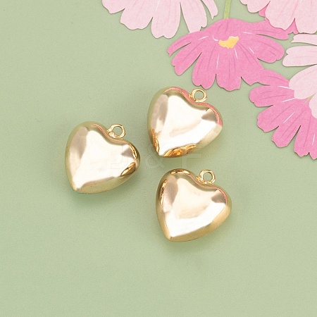 Three-Dimensional Heart Brass Pendants KK-V006-03G-01-1
