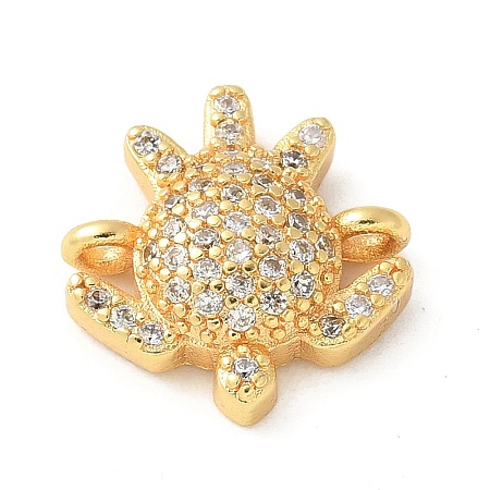 Brass Micro Pave Cubic Zirconia Connector Charms KK-U053-03G-1