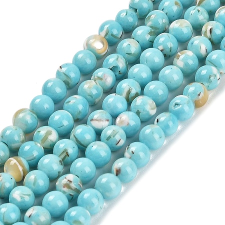 Assembled Synthetic Stone and Trochus Shell Beads Strands G-B128-08A-06-1