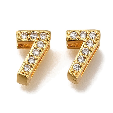 Rack Plating Number Brass Micro Pave Clear Cubic Zirconia Silde Charms KK-A231-13H-1