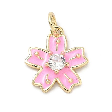 Brass Pave Clear Cubic Zirconia Pendants KK-H255-06G-01-1