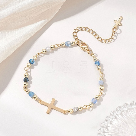 304 Stainless Steel Tiny Cross Link Bracelets BJEW-JB13244-01-1