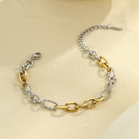 304 Stainless Steel Figaro Chains Bracelets BJEW-K284-03A-GP-1