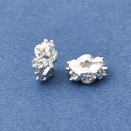 Brass Micro Pave Clear Cubic Zirconia Spacer Beads KK-Z156-13S-02-1