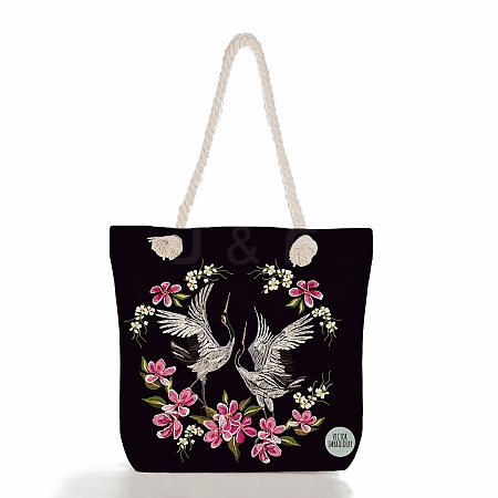 Rectangle Printed Canvas Embroidery Shoulder Bags PW-WGAC9B9-06-1