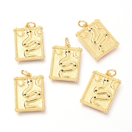 Brass Micro Pave Clear Cubic Zirconia Charms ZIRC-O036-20G-1