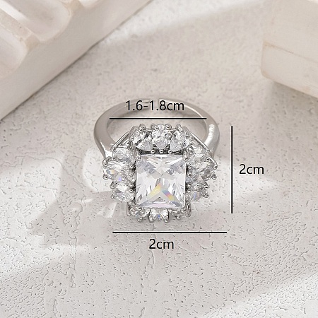Luxurious Copper Zircon Flower Ring for Women Party Wedding Vacation DY5013-2-1