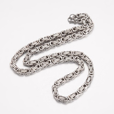 Non-Tarnish 201 Stainless Steel Byzantine Chain Necklaces X-NJEW-K062-01P-6mm-1