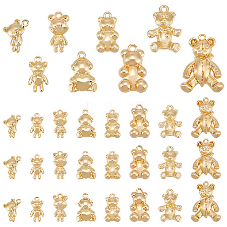   48Pcs 8 Styles Alloy Bear Pendants PALLOY-PH0002-15-RS-1