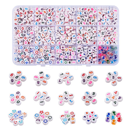15 Styles Opaque Acrylic Beads MACR-TA0001-64-1