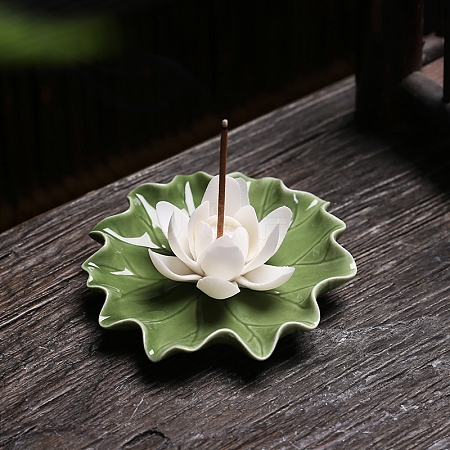 Lotus Leaf & Lotus Flower Porcelain Incense Burners PW-WG78E79-03-1