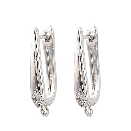 Brass Micro Pave Cubic Zirconia Hoop Earring Findings CU-CBAB5B4-03P-1