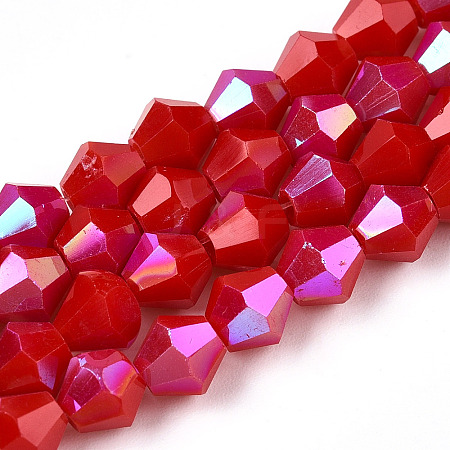 Opaque Solid Color Electroplate Glass Beads Strands EGLA-A039-P6mm-L02-1