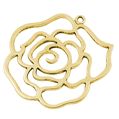 Tibetan Style Rose Flower Alloy Big Pendants X-GLF10553Y-NF-1