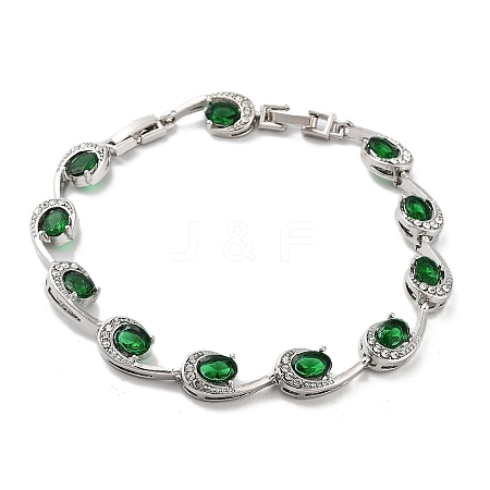 Platinum Alloy Teardrop Link Chain Bracelets BJEW-A005-01B-1