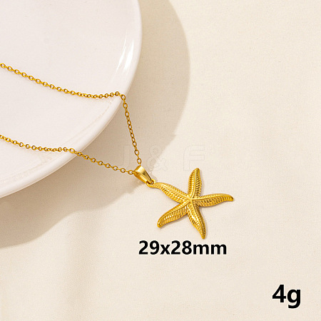 Stainless Steel Starfish Pendant Necklaces for Women MD4467-2-1