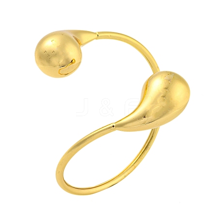 Rack Plating Brass Teardrop Open Cuff Bangles BJEW-Q347-01G-1