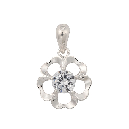 Fine Silver Pave Clear Cubic Zirconia Charms STER-P069-03A-S-1