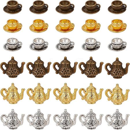 CHGCRAFT 60Pcs 6 Style Alloy Small Handmade Charms Pendants FIND-CA0005-01-1