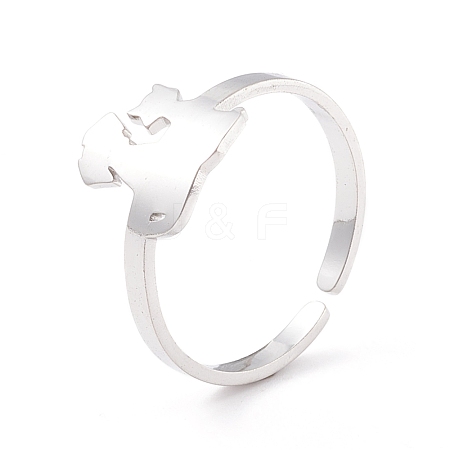 Non-Tarnish Kittens and Puppies 304 Stainless Steel Cuff Ring for Women RJEW-B035-09P-1