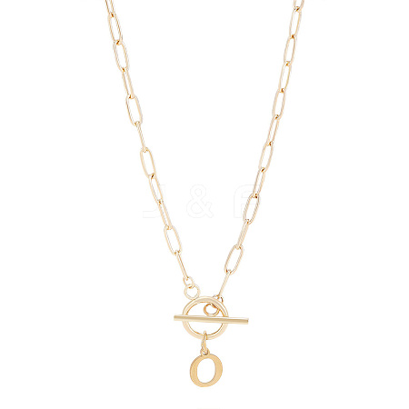 304 Stainless Steel Letter Pendant Necklaces NJEW-LP0001-52O-G-1
