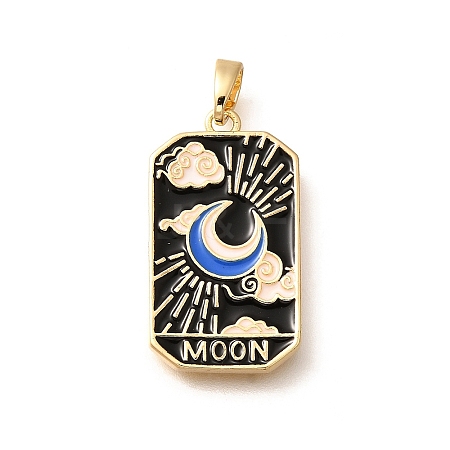 Tarot Card Brass Enamel Pendents KK-R212-02G-02-1