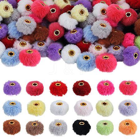 72Pcs 18 Colors Imitation Mink Fur European Beads FIND-FG0004-37A-1