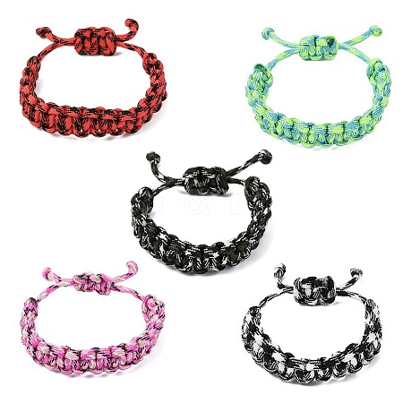 5Pcs 7 Inner Cores Polyester & Spandex Cord Braided Bracelets for Men Women BJEW-JB12571-1
