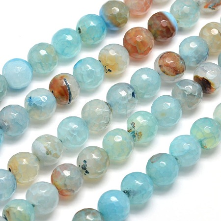 Dyed Natural Agate Faceted Round Beads Strands X-G-E268-04-1