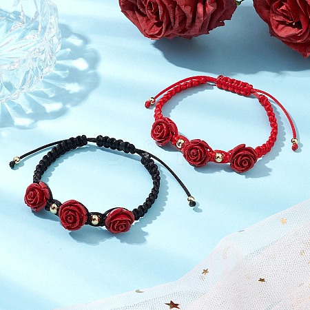 2Pcs Nylon Cord Braided Bracelets for Women BJEW-JB11288-1