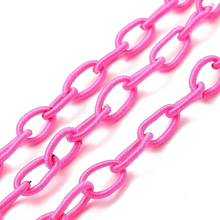 Deep Pink Color Handmade Silk Cable Chains Loop X-EC-A001-01-1