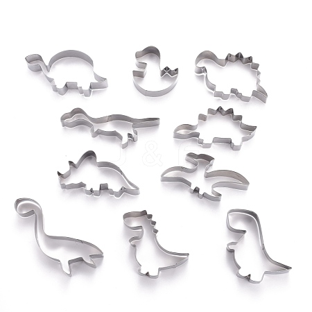 Non-Tarnish Stainless Steel Mixed Dinosaur Shaped Cookie Candy Food Cutters Molds DIY-H142-09P-1